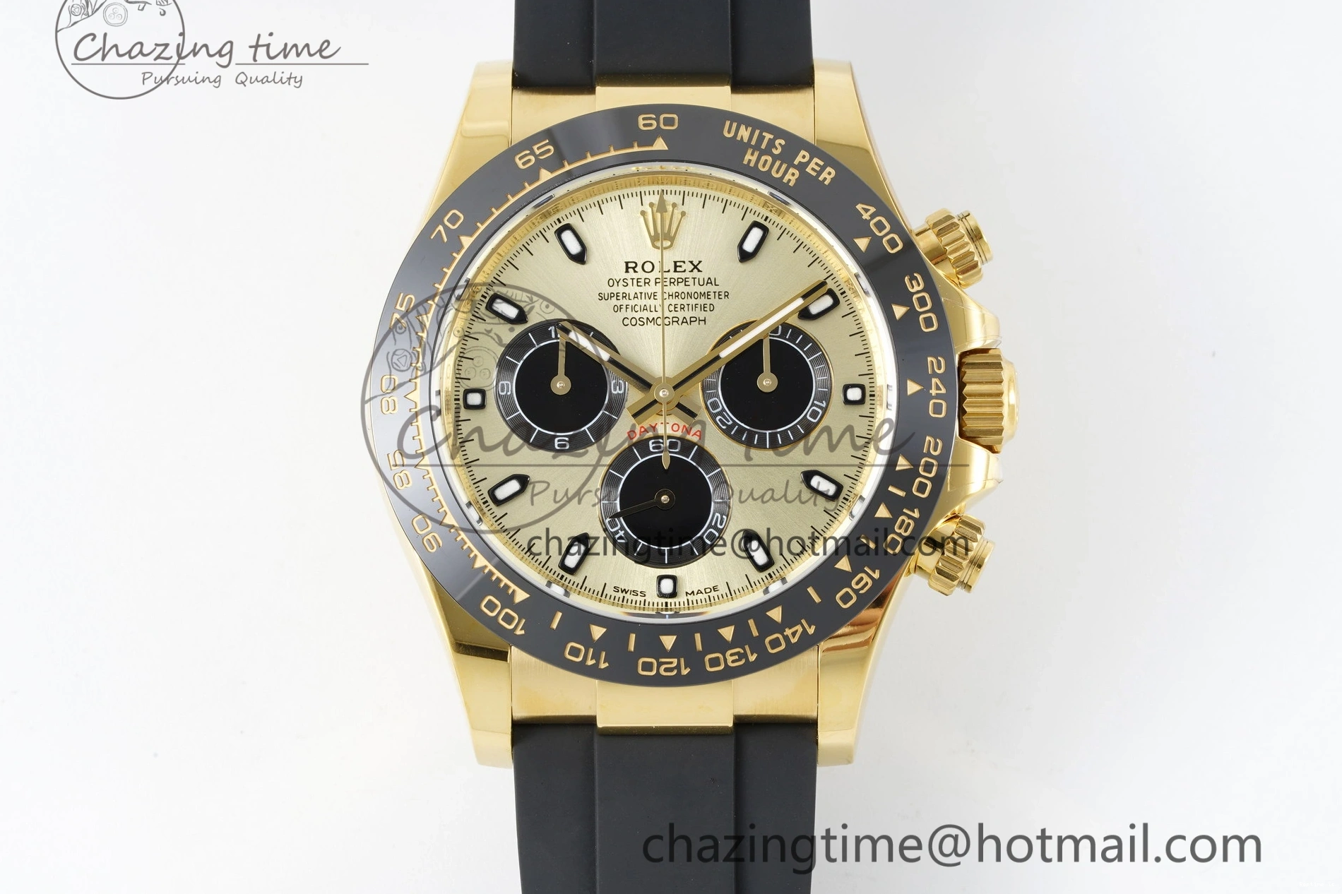 1222 OnTrend Daytona 116518 BTF 1:1 Best Edition YG Black Dial on Oysterflex Rubber Strap SA4130 V 2260